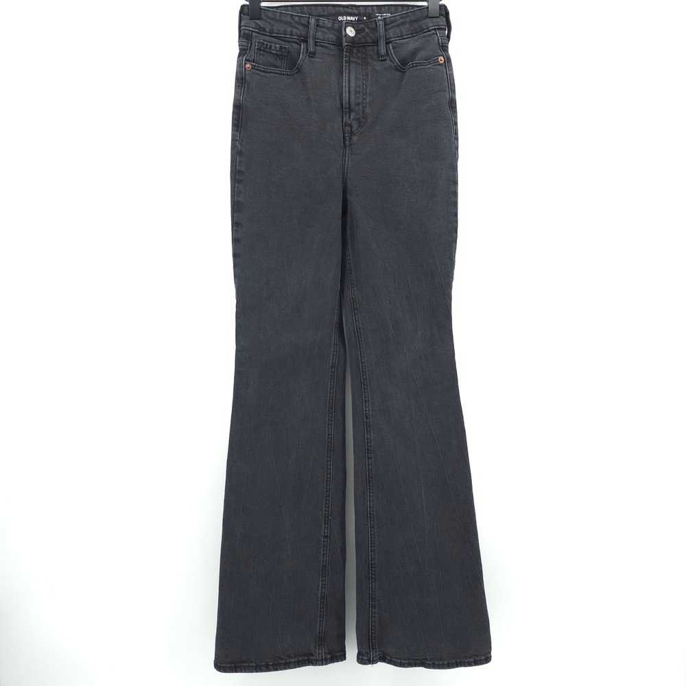 Old Navy Womens Jeans Higher High-Rise Flare 0 Black Washed Denim Retro Flare